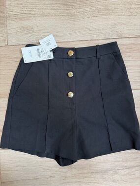 NWT Zara  Black Shorts with Gold Buttons